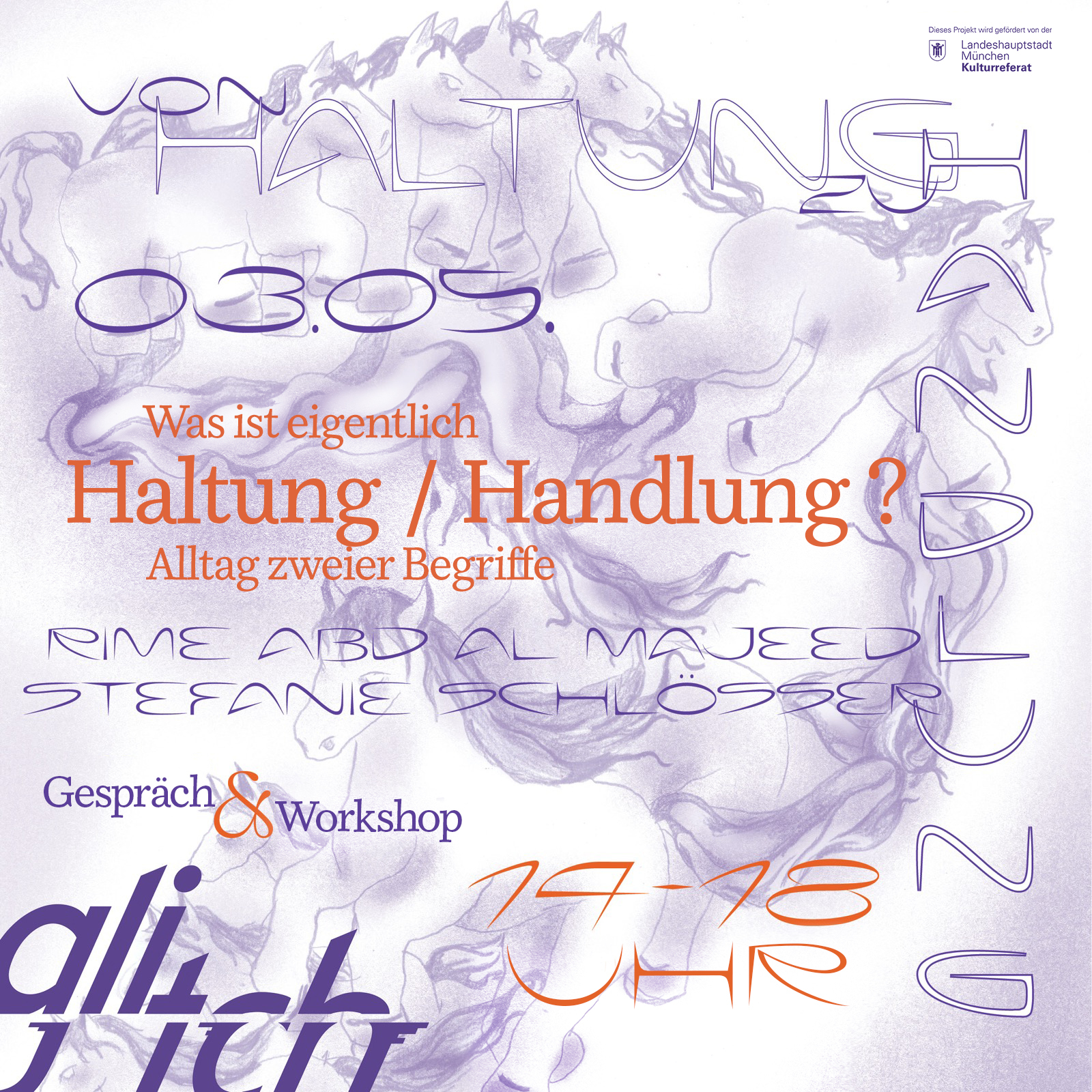 Poster zu Workshop "Haltung/Handlung" im glitch am 3.05.2026 um 14 Uhr