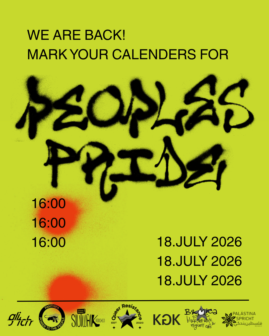 Sharepic für den Peoples Pride Protestmarsch am 18. Juli 2026